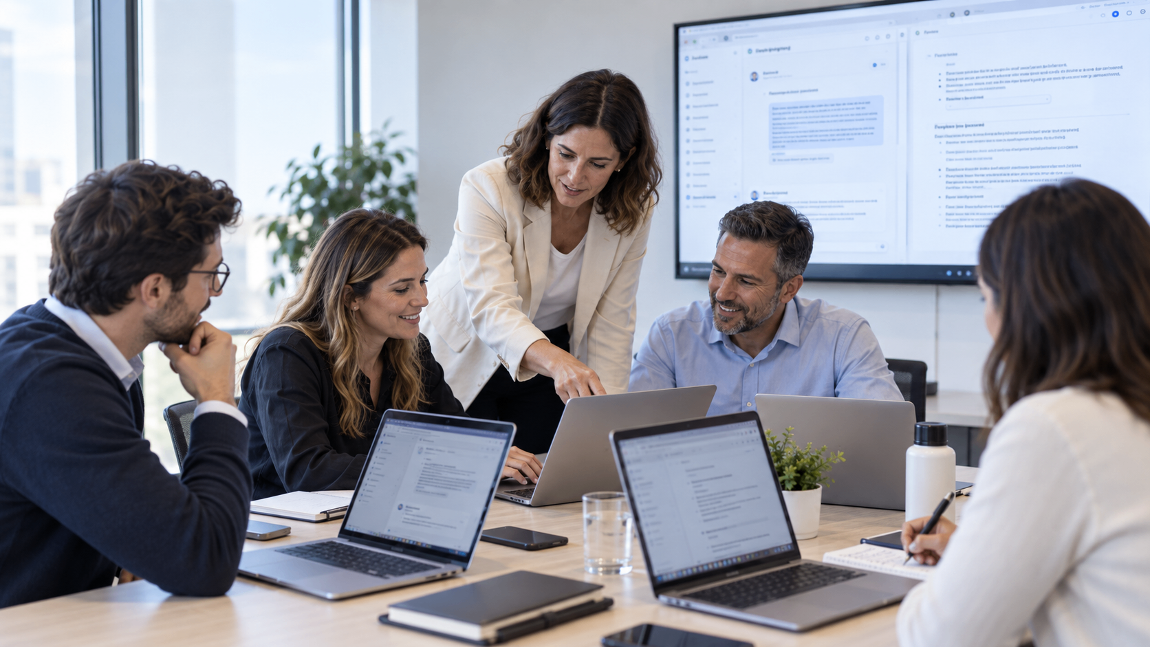 Equipo de trabajo aplicando IA a sus procesos